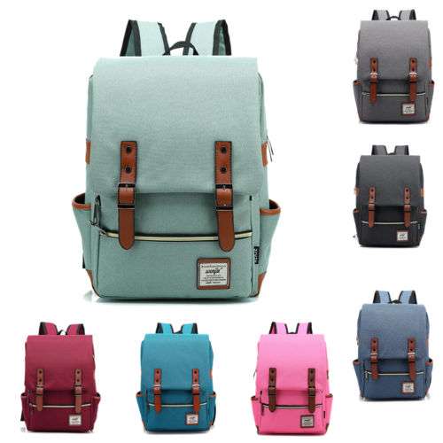 Mens Canvas Backpack School Laptop Travel Rucksack Satchel Fashion Shoulder Bag Top Online Deals